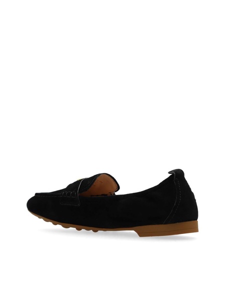 Eliza logo-plaque suede loafers