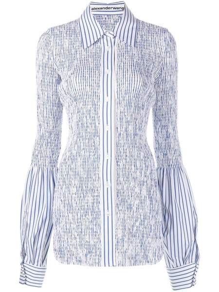 shirred stripe-print longline shirt