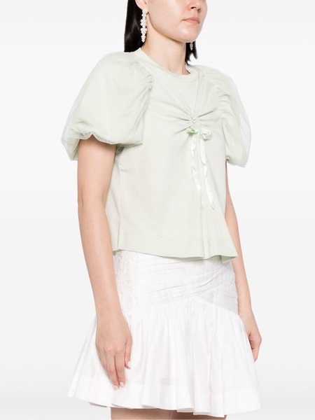 ruched puff-sleeve blouse