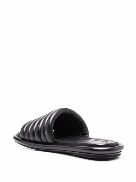 ribbed leather slides