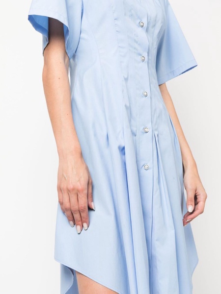 pleat-detailing flared cotton shirtdress