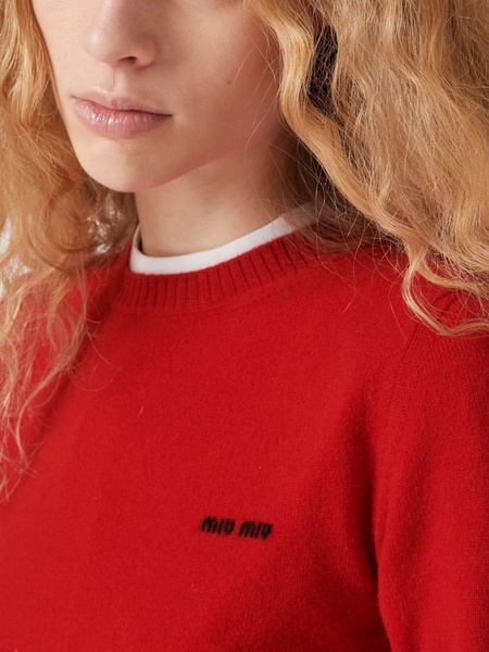 logo-intarsia knitted cashmere top