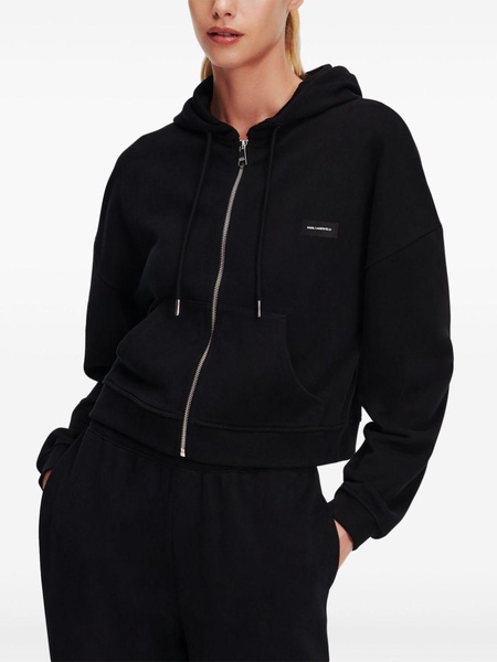 logo patch zipped hoodie