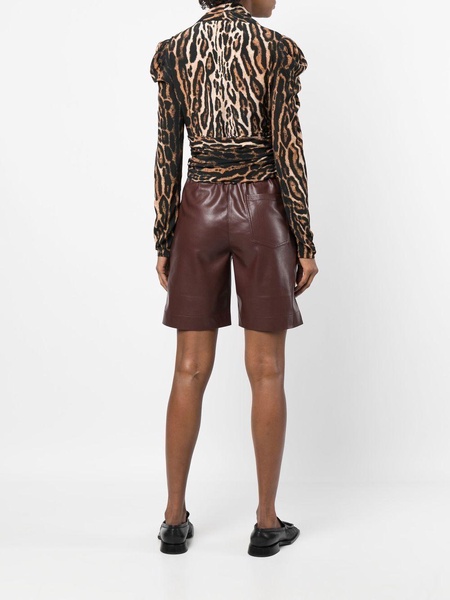 leopard-print crepe de chine V-Neck top