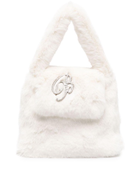 logo lettering faux-fur tote bag 