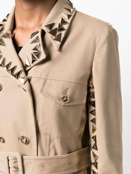 studded belted trench coat