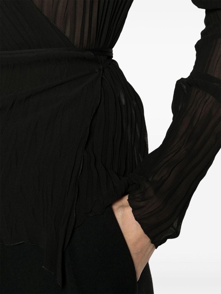 semi-sheer pleated blouse