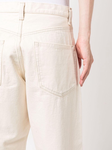 seam-detail low-rise cotton wide-leg jeans