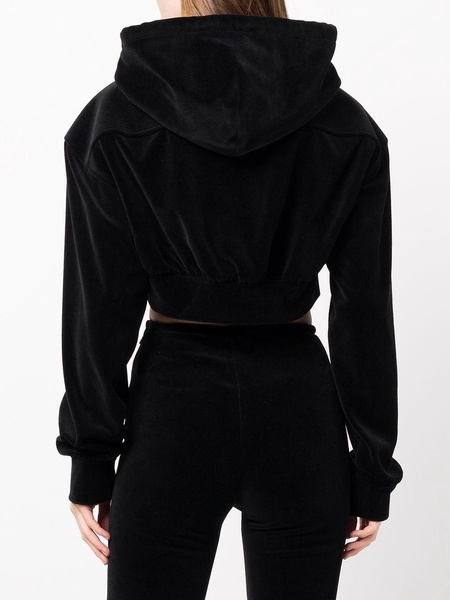 cropped velour hoodie