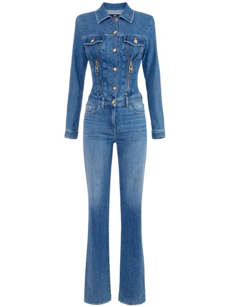 zip-detailing denim jumpsuit