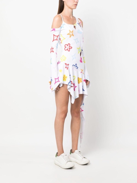 graphic-print asymmetric dress