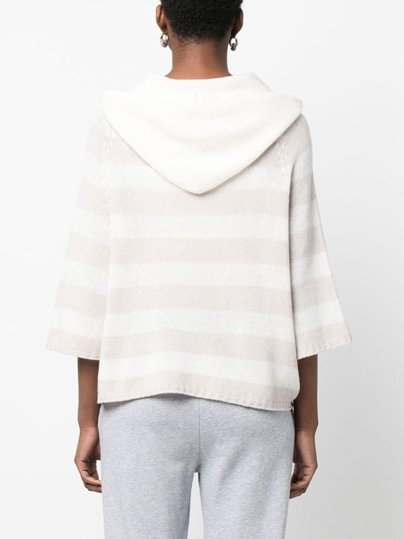 striped cashmere hooded top