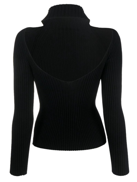 scoop-back ribbed-knit jumper