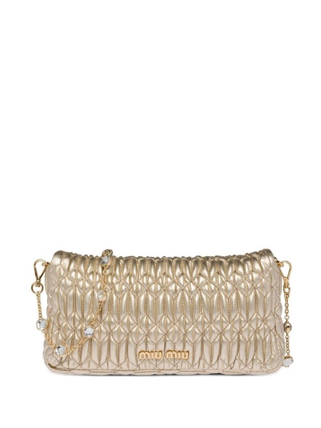 Miu Crystal Cloqué nappa leather bag