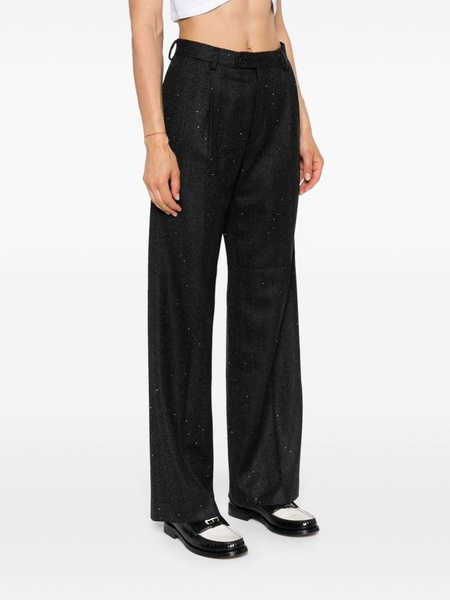 herringbone rhinestone-embellished straight trousers