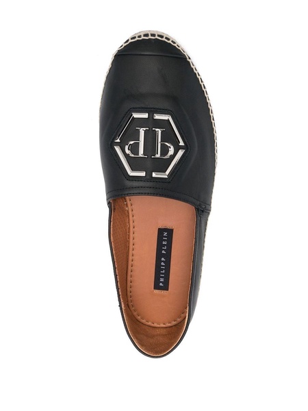 logo-plaque leather espadrilles