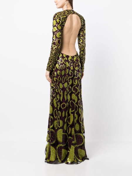 open-back embroidered gown