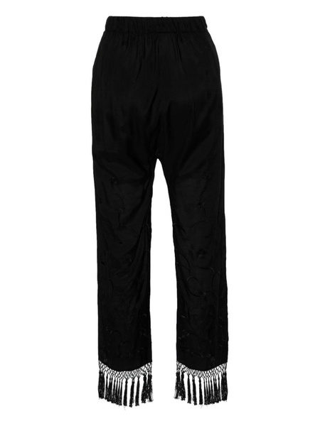 floral-embroidered straight trousers