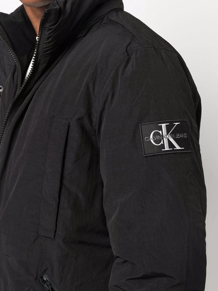 hooded logo-patch padded jacket  