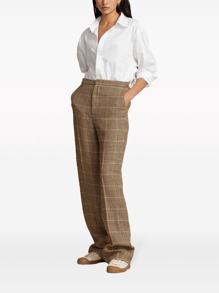 plaid straight-leg trousers