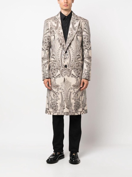 paisley-print single-breasted coat