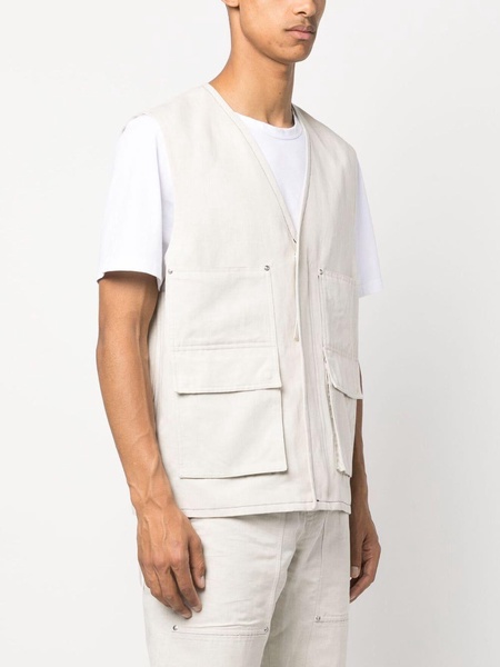 cotton-linen cargo gilet