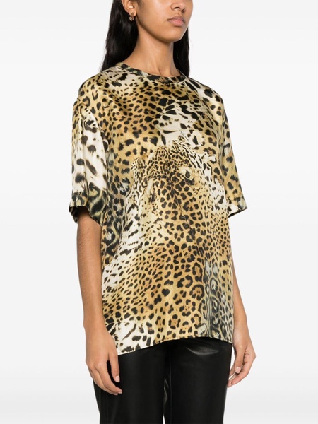 leopard-print silk blouse