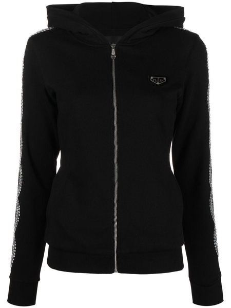 rhinestone-embellished full-zip hoodie