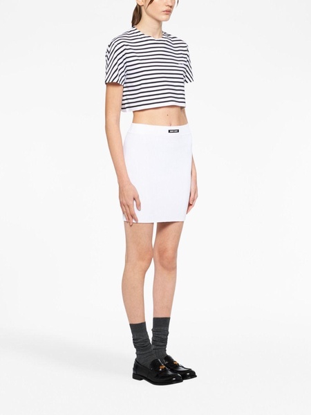 logo-print striped cropped T-shirt