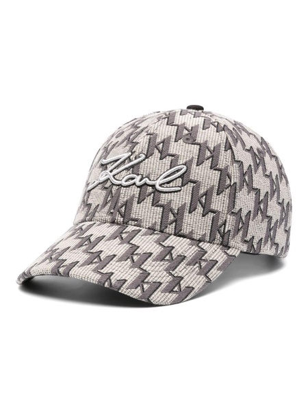 monogram-pattern cotton-blend cap