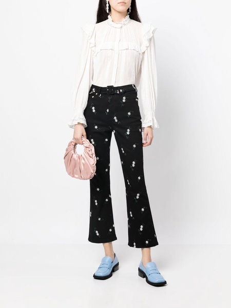 cropped floral-print trousers