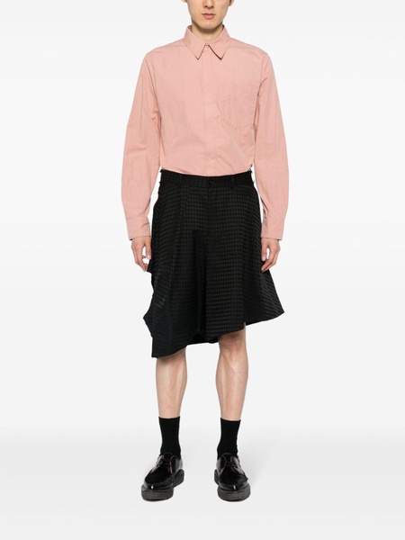 cut-out asymmetric checked shorts