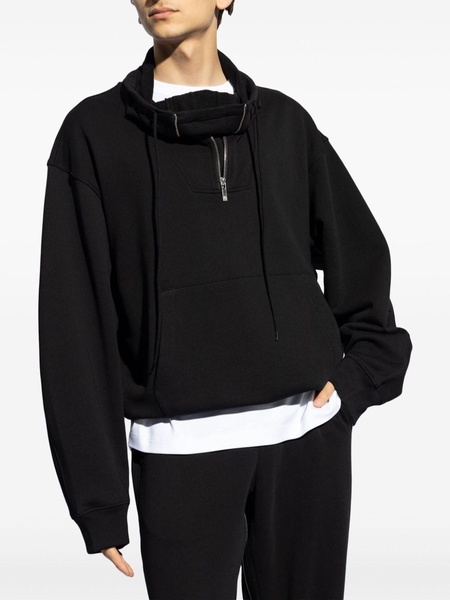 drawstring stand-up collar sweatshirt