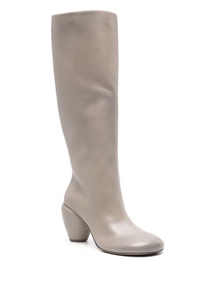 mid-heel knee-length leather boots