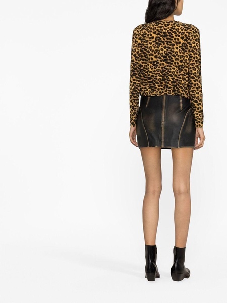 leopard-print long-sleeved T-shirt