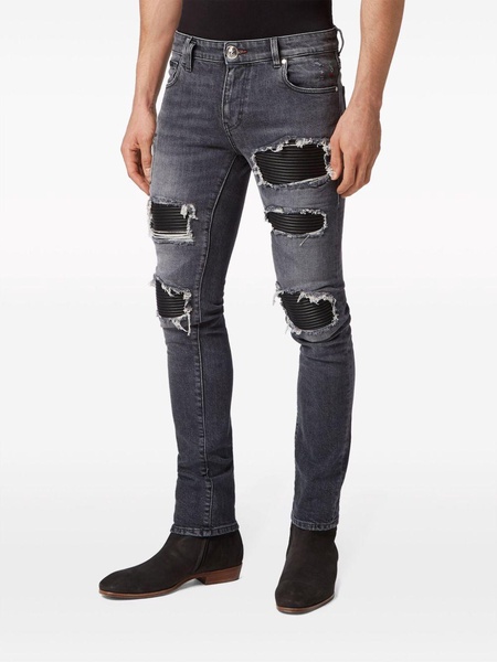 mid-rise distressed jeans