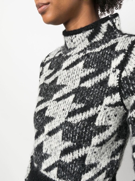 houndstooth-check high-neck jumper