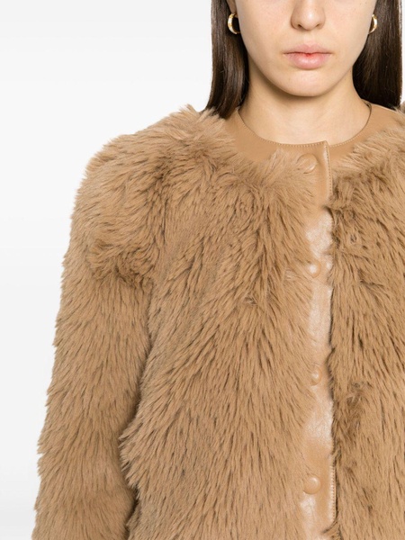 faux-fur button-up cropped jacket