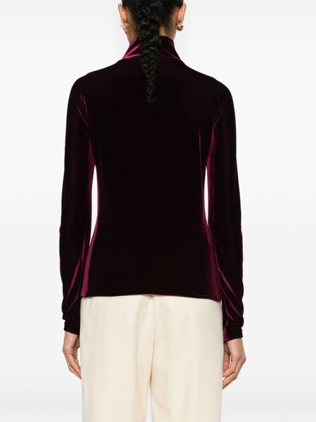 high-neck velvet top