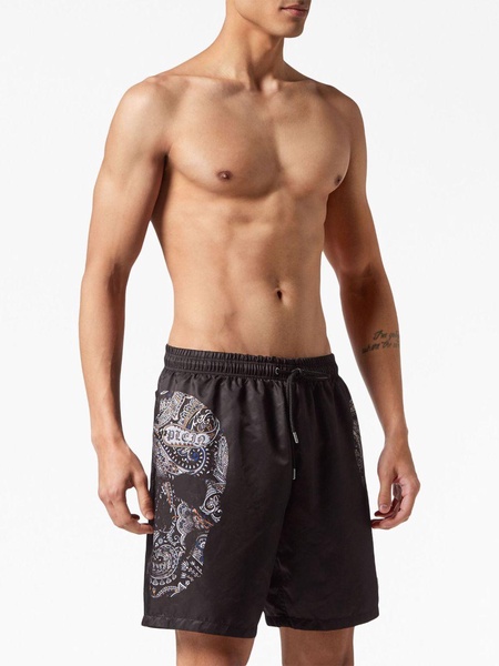 skull-print swim shorts