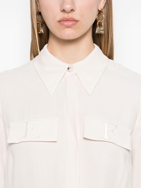 logo-embroidered georgette shirt