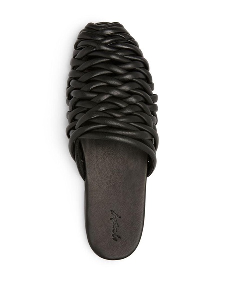 braided leather slippers