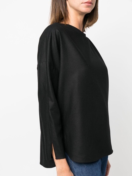 wide-neck long-sleeved blouse 