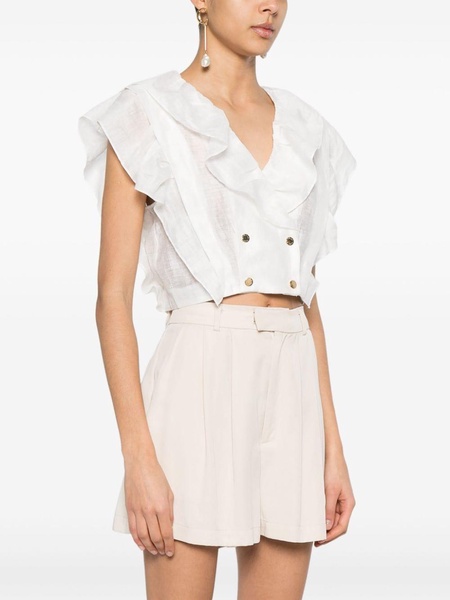 ruffle-detail cropped top