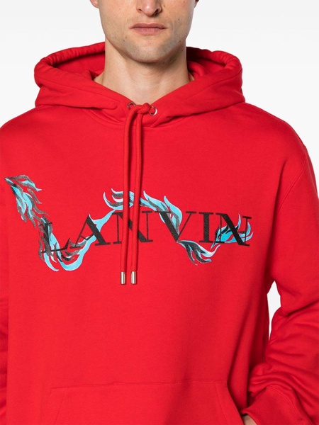 dragon-print cotton hoodie