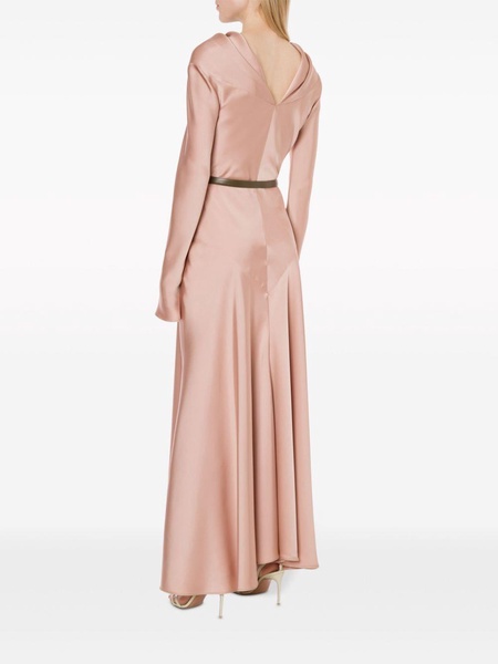 draped satin gown