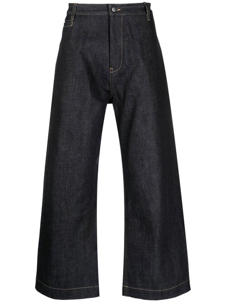 wide-leg denim trousers