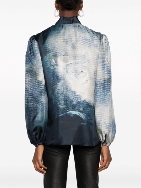 graphic-print silk blouse