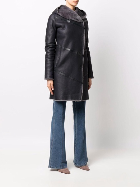 shearling-lined leather coat