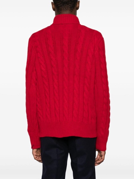 cable-knit roll-neck jumper